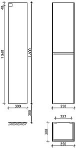 Пенал подвесной Sancos Smart PCN35W 35 белый глянец для ванной в интернет-магазине сантехники Sanbest