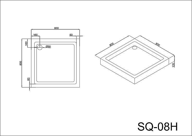 Душевой поддон Black&White Stellar Wind SQ-08H 80x80 купить в интернет-магазине Sanbest