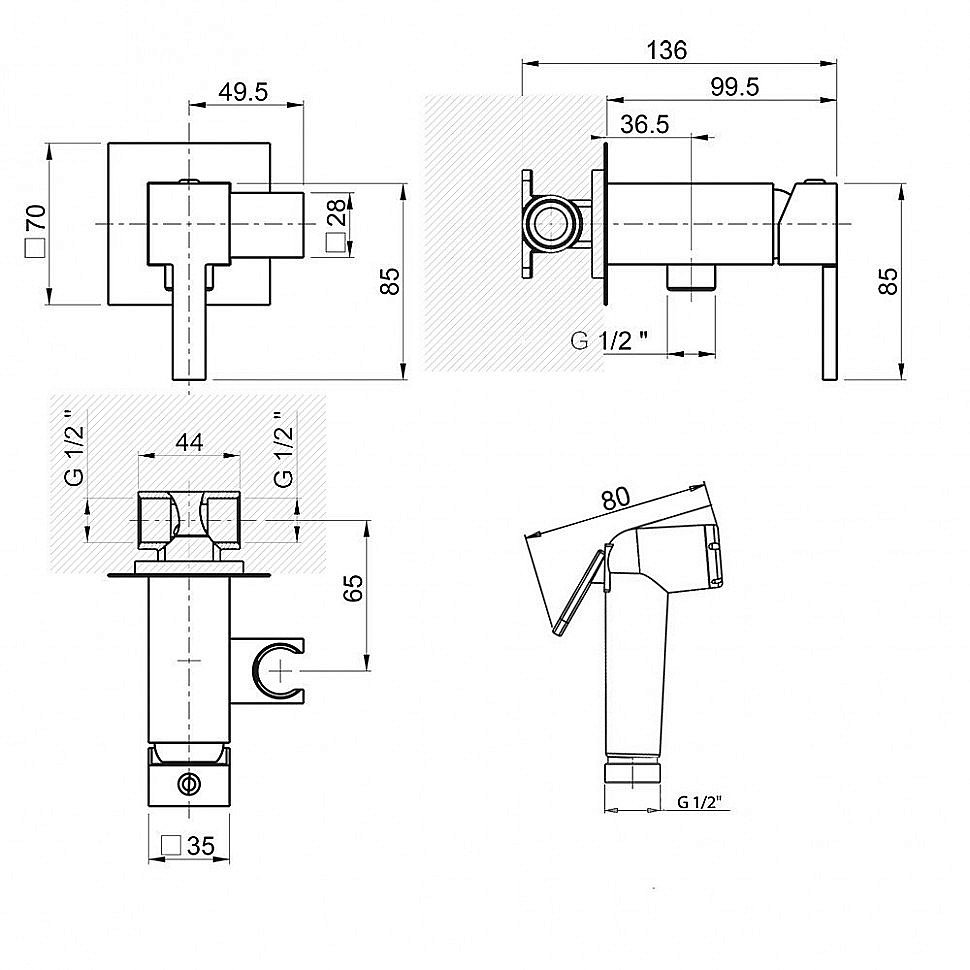 Гигиенический душ PAINI Kampana 53CR442QRU_ABS хром купить в интернет-магазине сантехники Sanbest