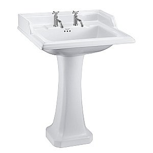 Раковина на пьедестале Burlington Classic 65 B15 2TH-P6 белая купить в интернет-магазине Sanbest