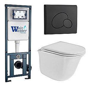 Унитаз с инсталляцией WeltWasser MARBERG 410 + TELBACH 004 GL-WT + MAR 410 RD MT-BL купить в интернет-магазине Sanbest