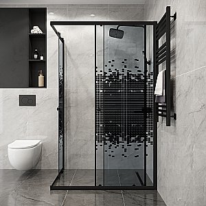 Душевой уголок Niagara Eco NG-1018-14QBLACK 100х80 профиль черный/стекло мозаика купить в интернет-магазине Sanbest