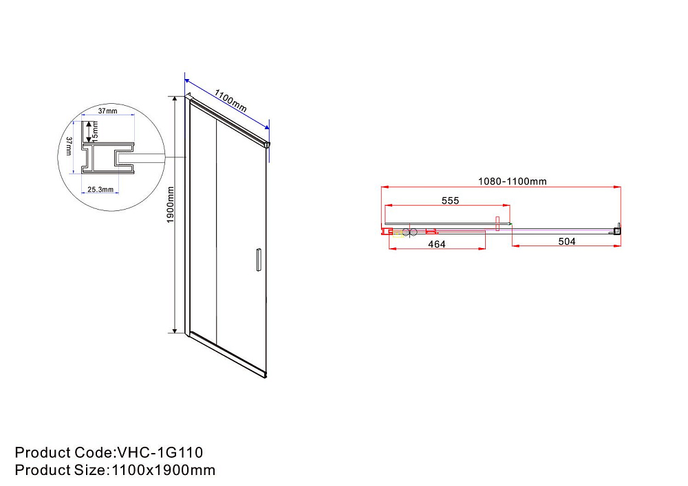 Душевой уголок Vincea Garda 120x110 стекло прозрачное/профиль черный купить в интернет-магазине Sanbest