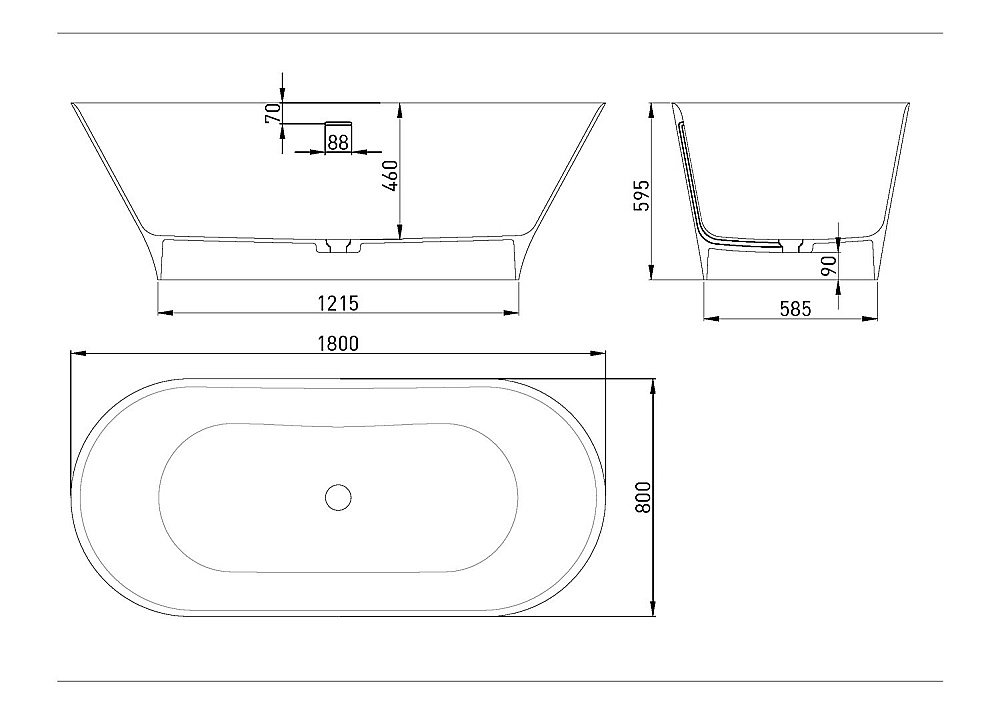 Ванна Salini MONA S-Sense 180х81 102911GRH белая/снаружи RAL купить в интернет-магазине Sanbest