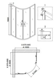 Душевой уголок Niagara NOVA 6807 100x100 прозрачный/черный купить в интернет-магазине Sanbest