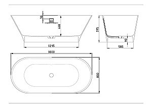Ванна Salini MONA S-Sense 180х81 102911GRH белая/снаружи RAL купить в интернет-магазине Sanbest