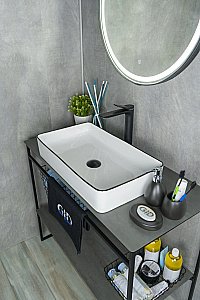 Раковина накладная Gid Geometrico 60 Nc9399 52225 черная, белая купить в интернет-магазине Sanbest