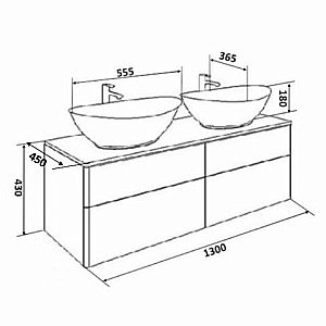 Тумба с раковиной Orange Otto Ot-130TuMDF+B08-360W 130 белая для ванной в интернет-магазине Sanbest