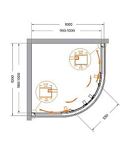 Душевой уголок Cezares Relax 100x100 RELAX-304-R-2-100-C-BORO стекло прозрачное/профиль матовое брашированное золото купить в интернет-магазине Sanbest