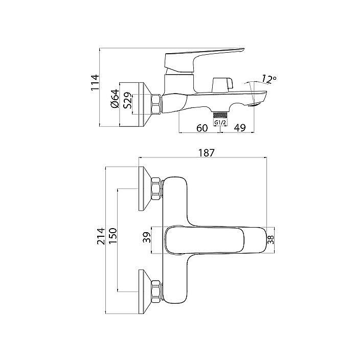 Смеситель для ванны IDDIS Sign SIGSB02i02WA купить в интернет-магазине сантехники Sanbest