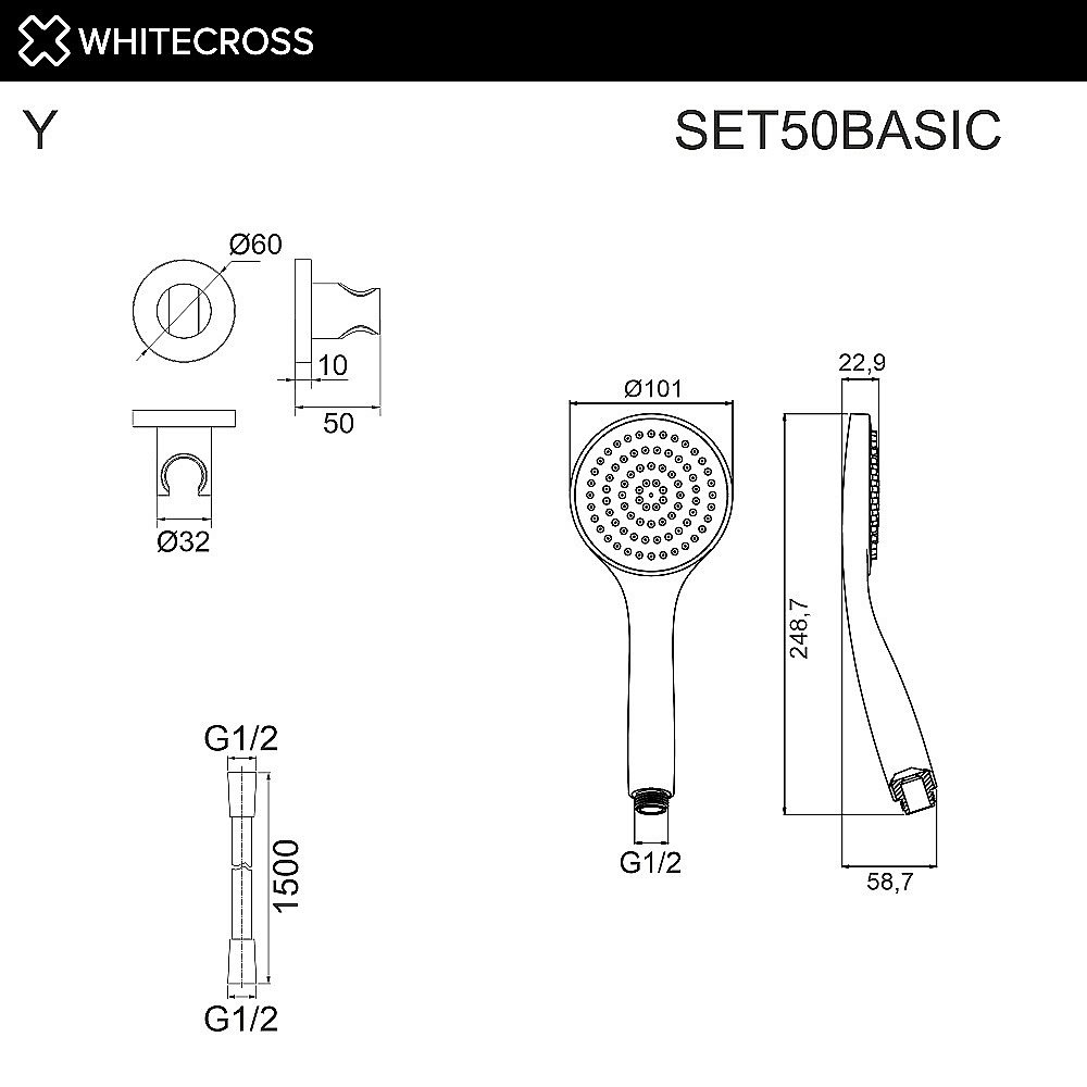 Душевой гарнитур WhiteCross SET51TOPGLB золото брашированное купить в интернет-магазине сантехники Sanbest