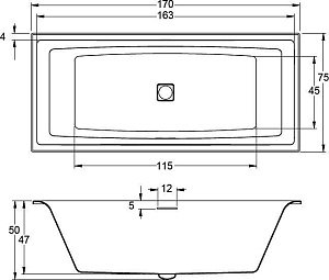 Ванна акриловая Riho Still Square 170x75 купить в интернет-магазине Sanbest