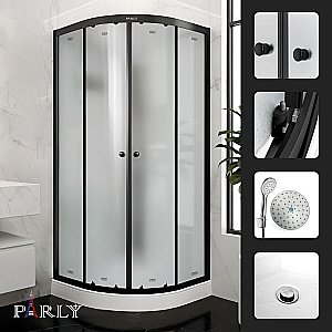 Душевая кабина Parly BETT B831 80х80 профиль черный матовый/стекло матовое купить в интернет-магазине Sanbest