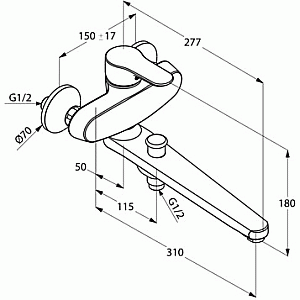 Смеситель для ванны Kludi Objekta 324910575 хром купить в интернет-магазине сантехники Sanbest
