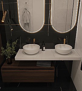 Тумба с раковиной и столешницей Armadi Art Flat 140 темный дуб для ванной в интернет-магазине Sanbest