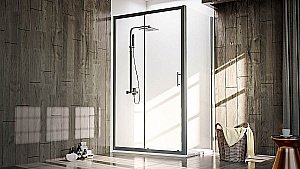 Душевой уголок Veconi Rovigo RV072B-10090-01-C4 100х90 стекло прозрачное/профиль черный матовый купить в интернет-магазине Sanbest