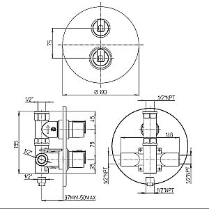 Смеситель для душа PAINI Arena 92CR690TH хром купить в интернет-магазине сантехники Sanbest