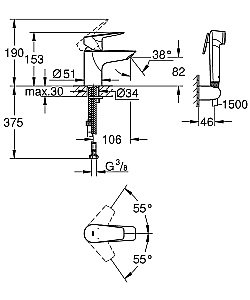 Смеситель для раковины Grohe BauEdge 23757001 хром купить в интернет-магазине сантехники Sanbest