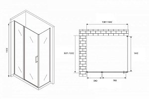 Душевой уголок ABBER Sonnenstrand AG04140S-S100 140x100 стекло прозрачное/профиль хром купить в интернет-магазине Sanbest