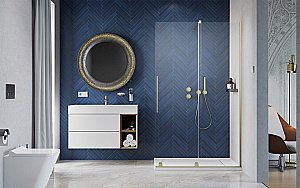 Душевое ограждение Radaway Furo Brushed Gold Walk-in 160 10106838-99-01 стекло прозрачное/профиль брашированное золото купить в интернет-магазине Sanbest