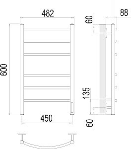 Полотенцесушитель электрический Terminus Классик П6 450х600 белый матовый купить в интернет-магазине сантехники Sanbest