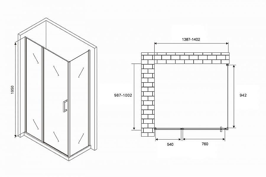 Душевой уголок ABBER Sonnenstrand AG04140S-S100 140x100 стекло прозрачное/профиль хром купить в интернет-магазине Sanbest