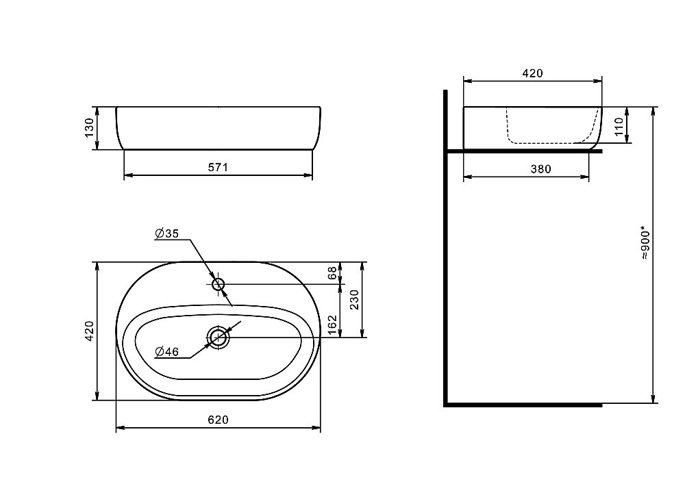 Раковина накладная Акватон Одри 62 1WH501710 белая купить в интернет-магазине Sanbest