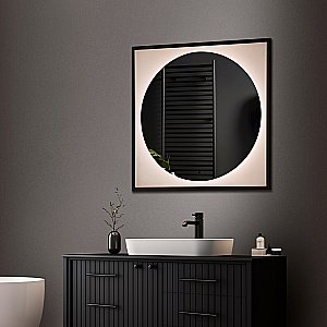 Зеркало ABBER See AG6117SCRB 80x80 черный в ванную от интернет-магазине сантехники Sanbest