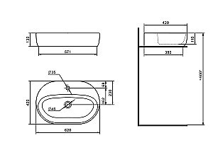 Раковина накладная Акватон Одри 62 1WH501710 белая купить в интернет-магазине Sanbest