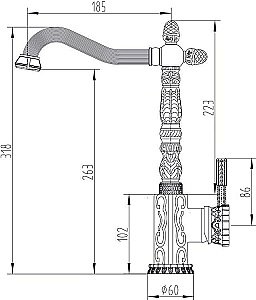 Смеситель для кухни Zorg Antic A 117K-BR Бронза купить в интернет-магазине сантехники Sanbest