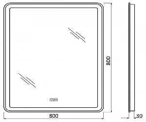 Зеркало Belbagno 80 SPC-MAR-800-800-LED-3000K-TCH-WARM подсветка, сенсор, подогрев в ванную от интернет-магазине сантехники Sanbest