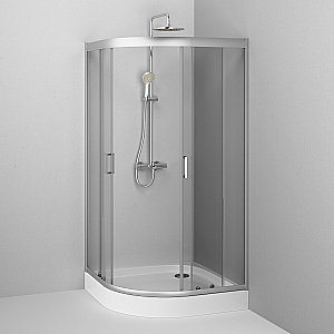 Душевой уголок AM.PM Gem W90G-401-100WT 100х100 стекло прозрачное/профиль серебро матовое купить в интернет-магазине Sanbest