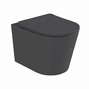 Унитаз подвесной BAS ROUND DARK GREY безободковый, с крышкой микролифт, темно-серый купить в интернет-магазине Sanbest