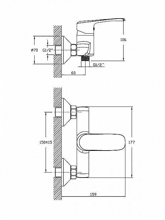 Смеситель для душа Agger Glorious A1220000 купить в интернет-магазине сантехники Sanbest