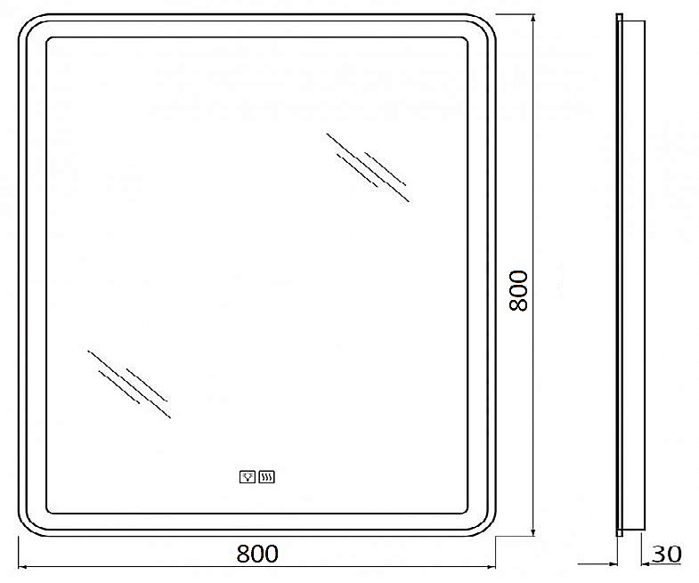 Зеркало Belbagno 80 SPC-MAR-800-800-LED-3000K-TCH-WARM подсветка, сенсор, подогрев в ванную от интернет-магазине сантехники Sanbest