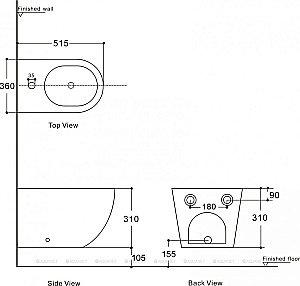 Биде подвесное Aquanet Cetus 2.0 B2 LX-1057 купить в интернет-магазине Sanbest