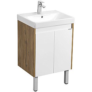 Тумба с раковиной Акватон Сканди Doors 55 белая/дуб рустикальный для ванной в интернет-магазине Sanbest