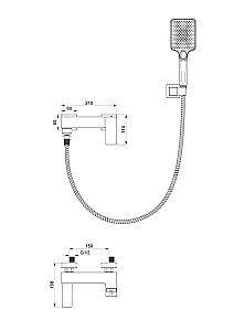 Смеситель для ванны с душем WONZON & WOGHAND CUBE, Темный графит (WW-88639016-BGM) купить в интернет-магазине сантехники Sanbest