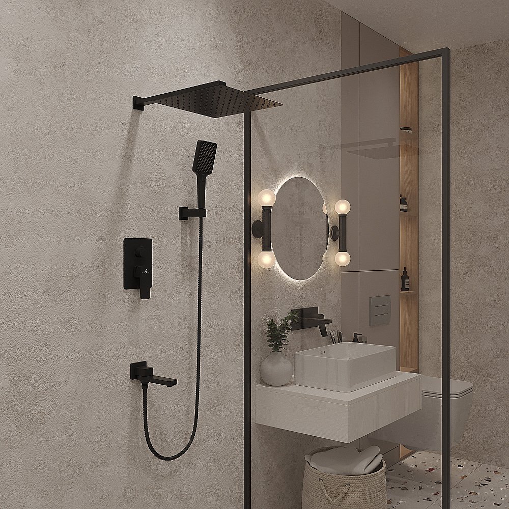 Душевая система Oliveeka D OL-939003-MB черная матовая купить в интернет-магазине сантехники Sanbest