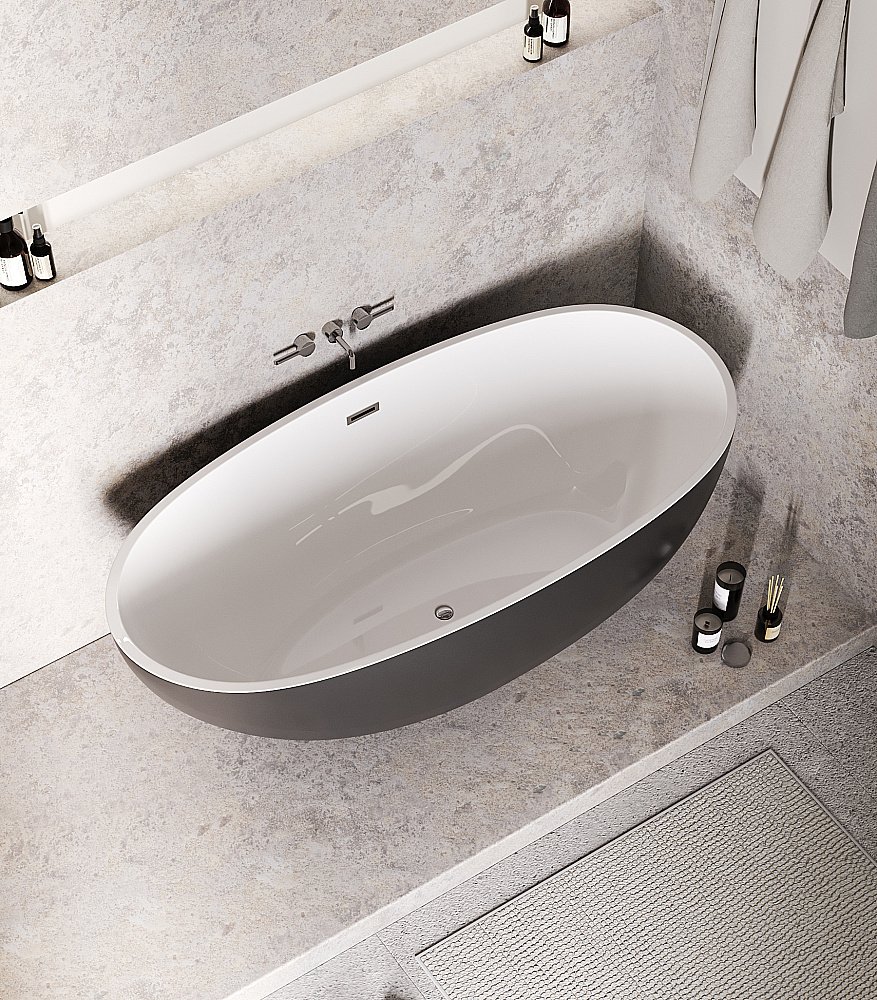 Ванна акриловая Grossman Fly GR-1104MB 170x75 белая, черная матовая купить в интернет-магазине Sanbest