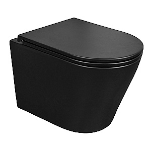 Унитаз подвесной Azario Teramo AZ-0053-UQ3-MB черный матовый, безободковый, с крышкой микролифт, слив торнадо купить в интернет-магазине Sanbest