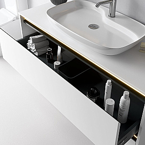 Тумба с раковиной Allen Brau Activity 100 1.34006.WM белая матовая/черный брашированный для ванной в интернет-магазине Sanbest