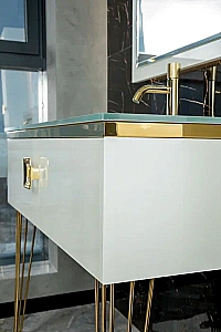 Консоль с раковиной Armadi Art LUCIDO WHITE 80 жемчужный белый для ванной в интернет-магазине сантехники Sanbest