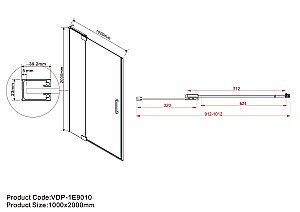 Душевая дверь Vincea Extra VDP-1E9010CLGM 90/100 профиль вороненая сталь/стекло прозрачное купить в интернет-магазине Sanbest