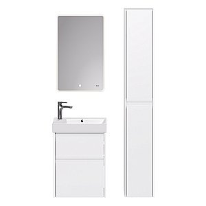 Тумба с  раковиной подвесная/напольная Dreja SLIM 55 белый глянец для ванной в интернет-магазине Sanbest