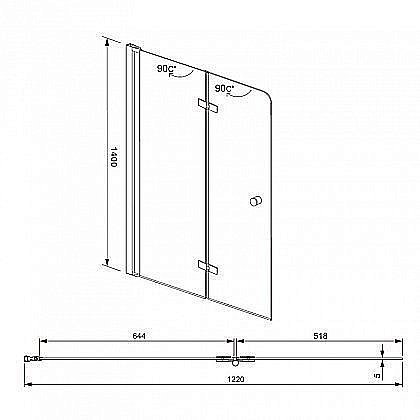 Шторка для ванны Aquanet Beta 4 NF6222-hinge купить в интернет-магазине Sanbest