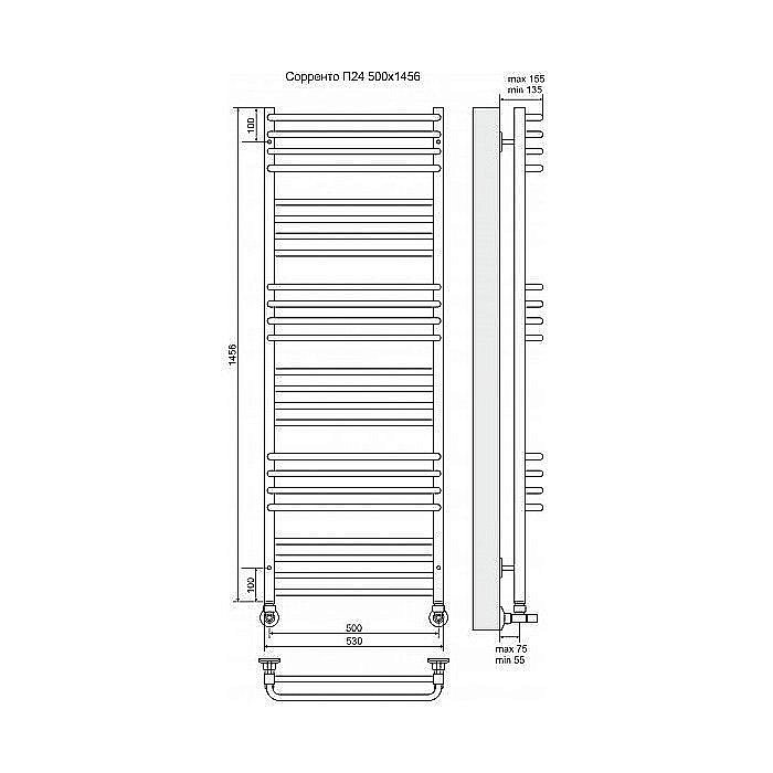 Полотенцесушитель водяной Terminus Сорренто П24 500x1456 купить в интернет-магазине сантехники Sanbest