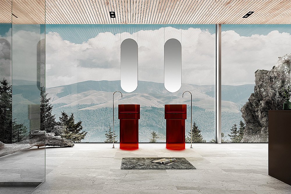 Раковина Abber Kristall AT2701Rubin-H красная купить в интернет-магазине Sanbest