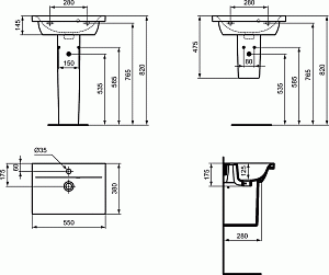 Раковина на пьедестале Ideal Standard Connect Space E136401 купить в интернет-магазине Sanbest