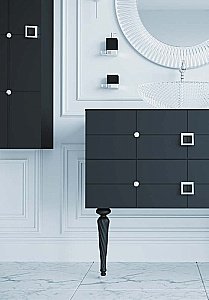 Тумба с раковиной Armadi Art Vallessi Avantgarde Piazza 80 черный с хромом для ванной в интернет-магазине Sanbest